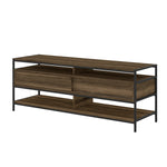 The Urban Port 58 Inch Wood and Metal Entertainmnet TV Stand with 2 Drawers, Brown and Black