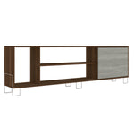 The Urban Port 71 Inch Wooden Entertainment TV Stand with 3 Open Compartments, Brown and White