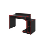 The Urban Port Wooden Rectangular Home Office Computer Gaming Desk, Black and Red