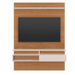 The Urban Port 53 Inch Wall Mounted Entertainment TV Media Console with Shelves, White and Brown