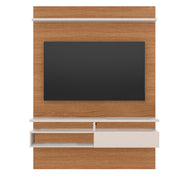 The Urban Port 53 Inch Wall Mounted Entertainment TV Media Console with Shelves, White and Brown
