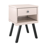 The Urban Port 25 Inch Wooden End Side Table Nightstand with Drawer and Splayed Legs, White