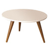 The Urban Port 24 Inch Round Wooden Coffee Table with Splayed Legs, White and Brown