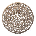 The Urban Port UPT-225286 30 `` Round Wooden Carved Wall Art with Intricate Cutouts, Distressed White