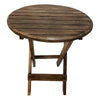 The Urban Port UPT-225289 Farmhouse Wooden Round Folding Chair Side End Table with Planked Top, Rustic Brown