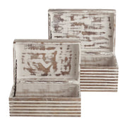 The Urban Port 4 Drawer Handmade Wooden Accent Chest with Carved Drawer Front, Brown and Black