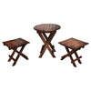 The Urban Port UPT-226271 3 Piece Plank Style Mango Wood Outdoor Folding Portable Picnic Table Set, Rustic Brown