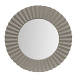 The Urban Port 32 `` Round BeveLed Floating Wall Mirror with Corrugated Design Wooden Frame, Gray