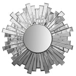 The Urban Port 28 `` Round Floating Wall Mirror with Sunburst Design Frame, Silver