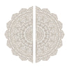 The Urban Port 48 inch Half Moon Hand Carved Floral Mango Wood Wall Panel Decor, Antique White