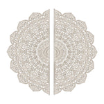 The Urban Port 48 inch Half Moon Hand Carved Floral Mango Wood Wall Panel Decor, Antique White