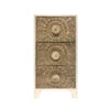 The Urban Port 3 Drawer Mango Wood Accent Storage Cabinet with Detailed Front Panels, White and Brown