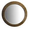 The Urban Port Round Layered Wooden Frame Decor Wall Mirror with Hand Carved Texture, Brown