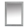 The Urban Port Wood Encased Wall Mirror with Striped Motif Edges and Shimmering Leaf, Gray