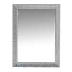 The Urban Port Wood Encased Wall Mirror with Striped Motif Edges and Shimmering Leaf, Gray