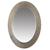 The Urban Port Oval Wood Encased Beveled Wall Decor Mirror with Reeded Design, Silver