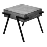 The Urban Port Square Mango Wood Side Accent Table with Angled Metal Legs, Light Gray and Black