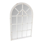 The Urban Port Arched Farmhouse Windowpane Wood Encased Wall Mirror, Antique White