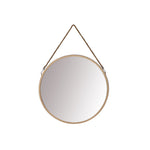 The Urban Port Round Metal Frame Wall Mirror with Hanging Rope, Antique Brass