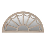 The Urban Port Window Pane Design Half Crescent Moon Shaped Wooden Wall Mirror, Brown