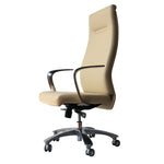 The Urban Port High Back Ergonomic Executive Leatherette Office Swivel Chair with Casters , Beige and Chrome