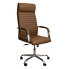 The Urban Port Adjustable Horizontal Ribbed Ergonomic Leatherette Office Chair with Casters, Brown and Chrome