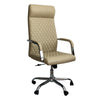 The Urban Port Adjustable Diamond Stitched Ergonomic Leatherette Office Chair with Casters, Beige and Chrome