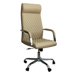 The Urban Port Adjustable Diamond Stitched Ergonomic Leatherette Office Chair with Casters, Beige and Chrome