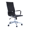 The Urban Port Adjustable Horizontal Ribbed Ergonomic Leatherette Office Chair with Casters, Black and Chrome