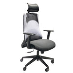 The Urban Port Adjustable Headrest Ergonomic Swivel Office Chair with Padded Seat and Casters, Black and Gray