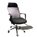 The Urban Port Mesh Back Padded Adjustable Ergonomic Office Chair with Headrest and Retractable Footrest, Black