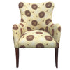 The Urban Port Patterned Fabric Arm Upholstered Side Sofa Chair with Flared Legs, Brown and Yellow
