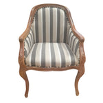 The Urban Port Striped Fabric Arm Wooden Frame Side Sofa Chair, Gray and White