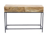 The Urban Port Mango Wood and Metal Console Table with Two Drawers, Brown