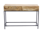 The Urban Port Mango Wood and Metal Console Table with Two Drawers, Brown