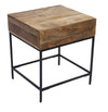 The Urban Port Mango Wood Side Table with Drawer, Brown and Black