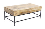 The Urban Port Mango Wood Coffee Table with 2 Drawers, Brown and Black