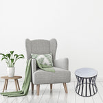 The Urban Port Round Iron Framed Side or End Table with Real Marble Top, White and Black
