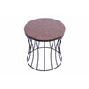 The Urban Port Real Marble Top Side or End Table with Caged Iron Convex Base, Brown and Black