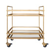 The Urban Port Modern Style Tubular Iron Bar Cart with 2 Mirrored Shelves, Gold