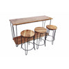 The Urban Port Rectangular Bar Dining Table with 3 Round Stools, Pack of 4, Brown and Black