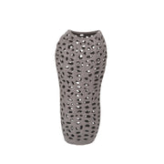 Sagebrook Home Pierced Ceramic Vase, Gray