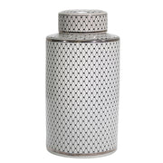 Sagebrook Home White/Black Jar W/ Silver Trim18``