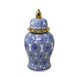 Sagebrook Home VC10467-03 14.5" Temple Jar with Dalhia Flower, Blue & White
