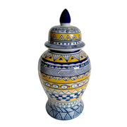 Sagebrook Home Yellow/Blue Temple Jar