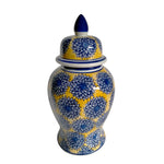 Sagebrook Home VC10467-07 14.5" Temple Jar with Dahlia Flower, Yellow/Blue
