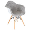 LeisureMod Willow Velvet Eiffel Wooden Base Accent Chair Cloudy Grey
