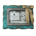 HiEnd Accents Turquoise Frame with Burlap Bow