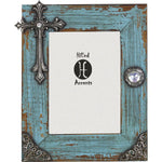 HiEnd Accents Turquoise Distressed Frame with Cross