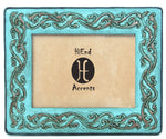 HiEnd Accents Turquoise Leather Scrolled Picture Frame